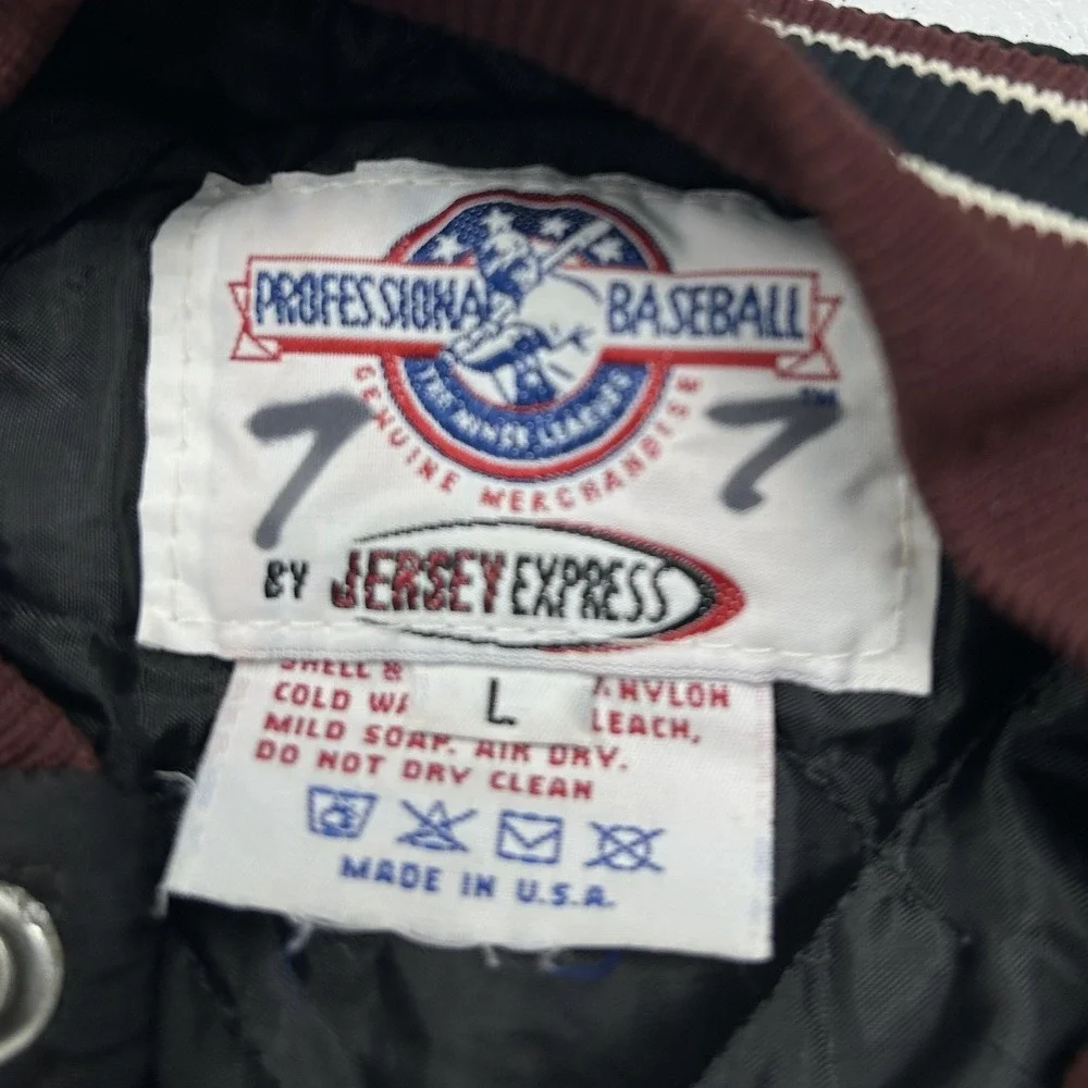 Jersey Express Timber Rattlers Jacket Mens L Black Maroon Good Vintage 90s MiLB